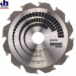 Пильный диск Bosch Construct Wood 180 x 30/20 x 2,6 mm, 12 [2608640632]