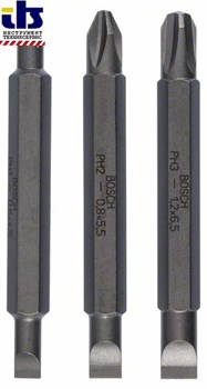 Набор из 3 двухсторонних насадок-бит Bosch S 0,6x4,5, S 0,8x5,5, S 1,2x6,5; PH1, PH2, PH3; 60 mm [2607001746]