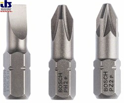 Набор из 3 насадок-бит Bosch Extra Hart (смешанный) S 1,0x5,5; PH2; PZ2; 25 mm [2607001766]