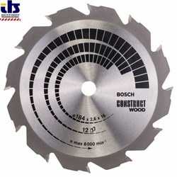 Пильный диск Bosch Construct Wood 184 x 16 x 2,6 mm, 12 [2608641200]