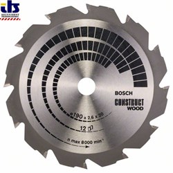 Пильный диск Bosch Construct Wood 190 x 20/16 x 2,6 mm, 12 [2608641201]