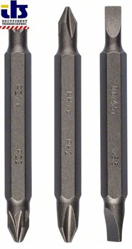 Набор из 3 двухсторонних насадок (Bosch HEX, PH) S0,6x4,5-S1,0x5,5; PH1-PH2; PZ1-PZ2; 60 mm [2609255960]
