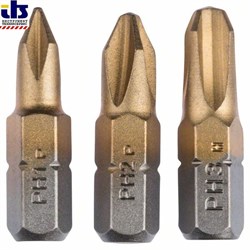 Набор из 3 насадок-бит Bosch Titanium (PH) PH1; PH2; PH3; 25 mm [2609255965]