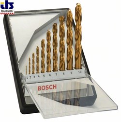 Набор из 10 свёрл по металлу Bosch Robust Line HSS-TiN, 135&#176; 1; 2; 3; 4; 5; 6; 7; 8; 9; 10 mm, 135&#176; [2607010536]