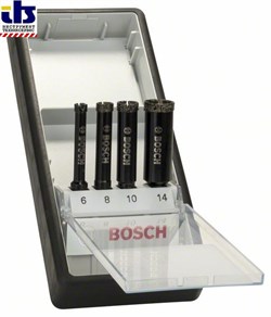 Набор из 4 алмазных свёрл Bosch Robust Line для мокрого сверления 6; 8; 10; 14 mm [2607019880]