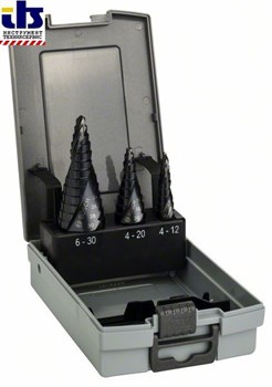 Набор из 3 ступенчатых сверл BOSCH HSS-AITiN 4-12; 4-20; 6-30 мм, BOSCH