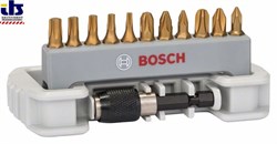 Набор битов для шуруповерта 11 предм., вкл. держатель для битов Bosch PH1; PH2; PH3; PZ1; PZ2; PZ3; T10; T15; T20; T25; T30; 25 mm [2608522126]
