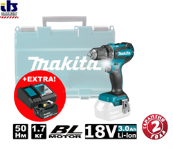 MAKITA DDF485RF (1*3.0Ah + зарядное быстрое DC18RC) Шуруповерт Bl-Motor (18V, 50 Нм, 2 скорости)