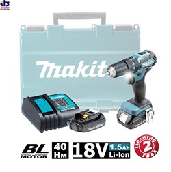 Шуруповерт DHP483SYE ударный BL motor аккумуляторный 2х1.5А/ч, MAKITA - фото 86475