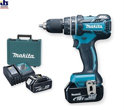 Дрель-шуруповерт ударная аккумуляторная Makita DHP480RME (б\щет,18В,2х4АчLi-ion,БЗП-13мм,0-400\1500об\м,54\36Нм,1.5кг,чем) (DHP 480 RME)