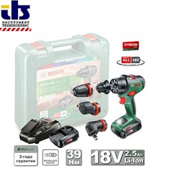 Шуруповерт ударный аккумуляторный BOSCH AdvancedImpact 18 (2*2,5Ah / 2 насадки / Кейс) (06039B510B)