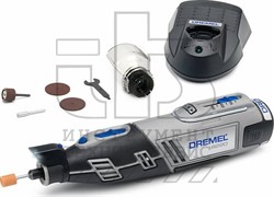 Многофункциональный инструмент аккумуляторный DREMEL 8220JC (8220-1/5) (акк. 12В Li, 2,0Ач., зарядка - 1 час, + 1 приспособление + 5 насадок)  Встроенная светодиодная  подсветка 360 градусов - фото 92996