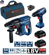 Перфоратор аккумуляторный BOSCH GBH 180-LI + GSR 180-LI Professional [06019F8102]