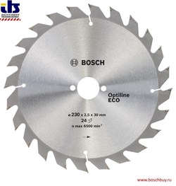 Пильный диск Bosch Optiline Wood 230 x 30 x 2,5 mm, 24 [2608641793] - фото 80287