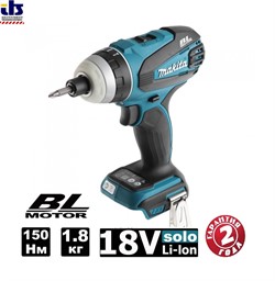 Шуруповерт аккумуляторный ударный б\щ Makita DTP141Z (18В, Li-ion, 0-1300\2200\2700\м, 6-ти гр1\4", 1.8кг, кор, 4реж, 150Нм, подсв, б\ак,з\у) (DTP 141 Z) - фото 86452