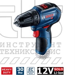 Шуруповерт BOSCH GSR 12V-30 SOLO в коробке (EC-motor, без аккумуляторов 12V, 30НМ, 2 скорости)(06019G9002) - фото 92216